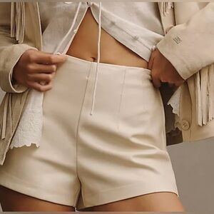 Anthropologie Cream High-Waist Tailored Shorts NWOT